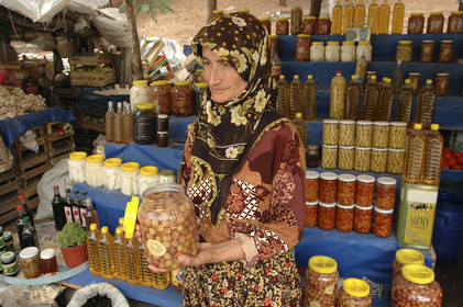 Olive-stall in a market, Pergamon
